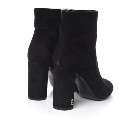 Saint Laurent Suede Loulou Ankle 95 Zip Boot 38.5 Black 4 of 11