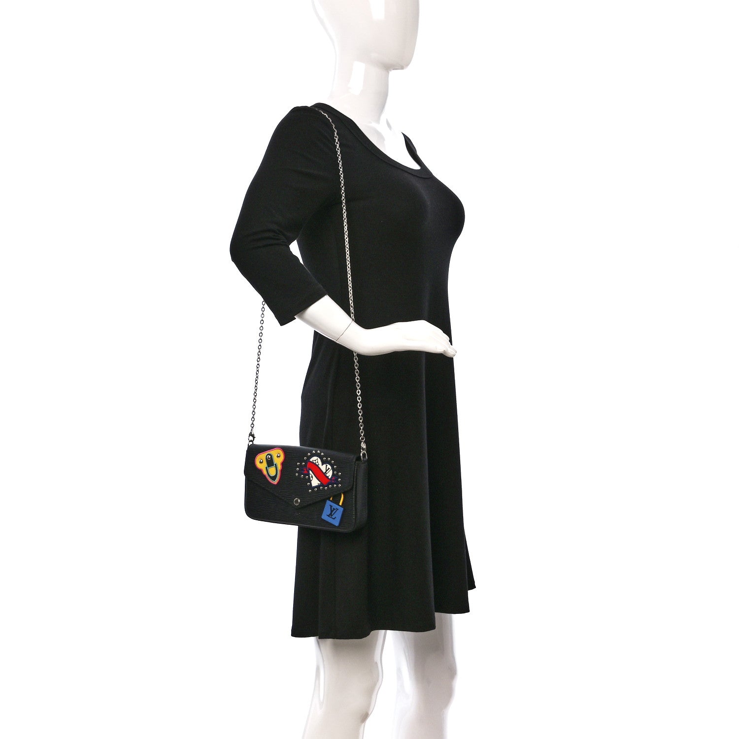 Louis Vuitton Epi LV Stories Pochette Felicie Black 2 of 9