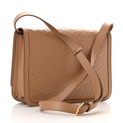 Burberry Calfskin Monogram Embossed Medium TB Bag Light Camel 3 of 10