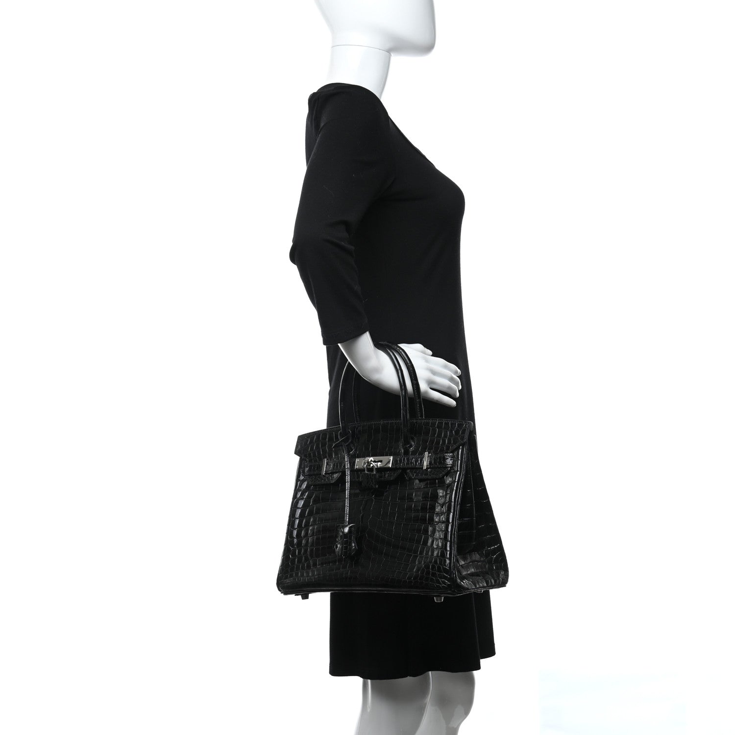 Hermes Shiny Niloticus Crocodile Birkin 30 Black 2 of 11