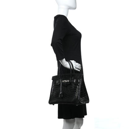 Hermes Shiny Niloticus Crocodile Birkin 30 Black 2 of 11