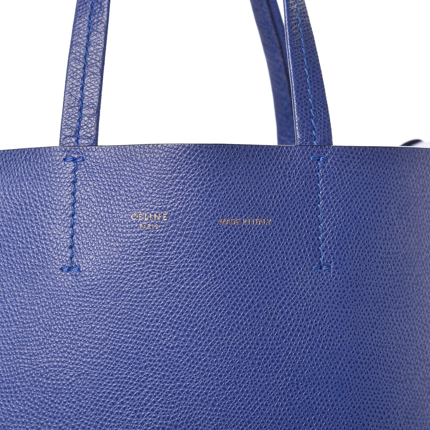 Grained Calfskin Small Vertical Cabas Indigo