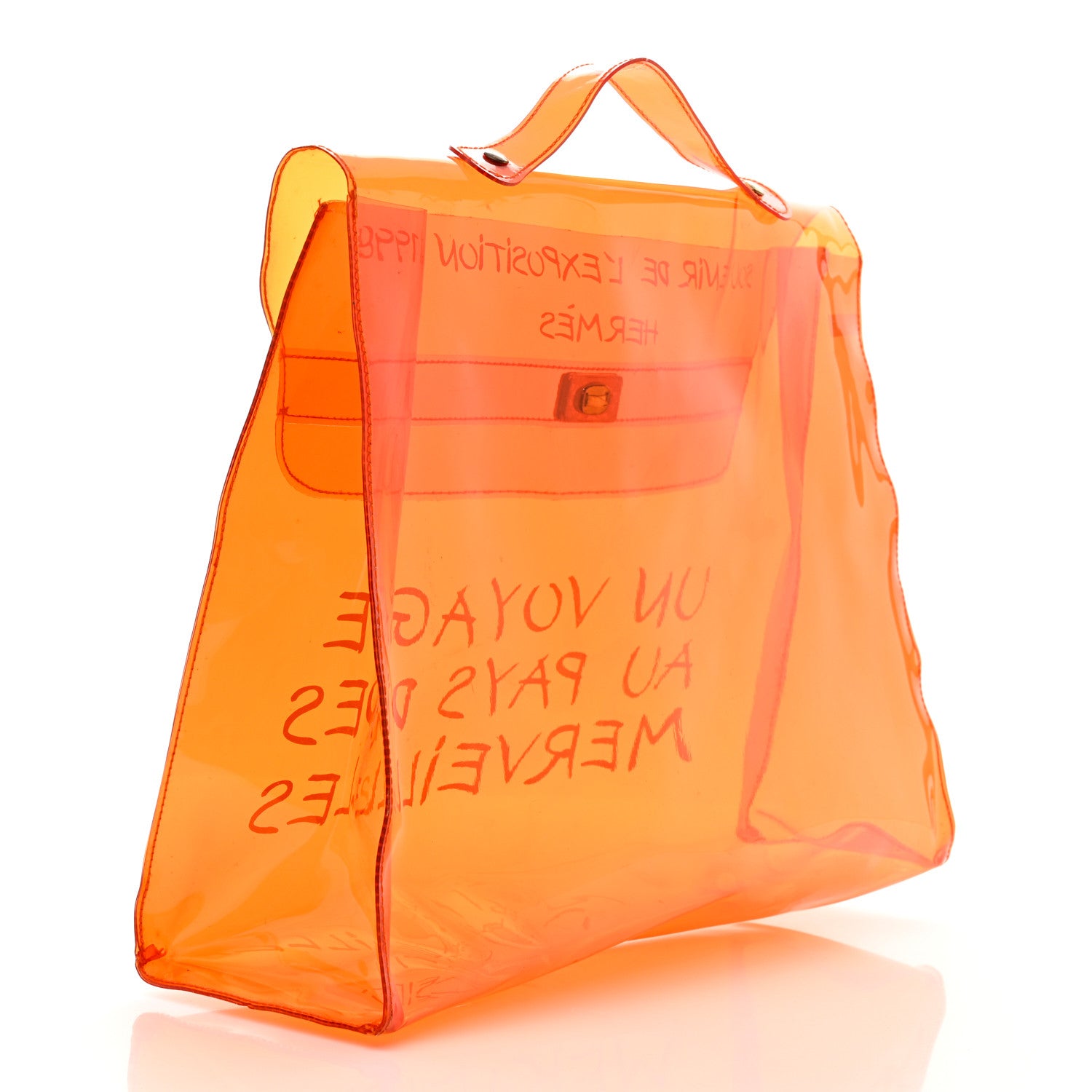 Hermes Vinyl Souvenir De L'Exposition Kelly Orange 3 of 14