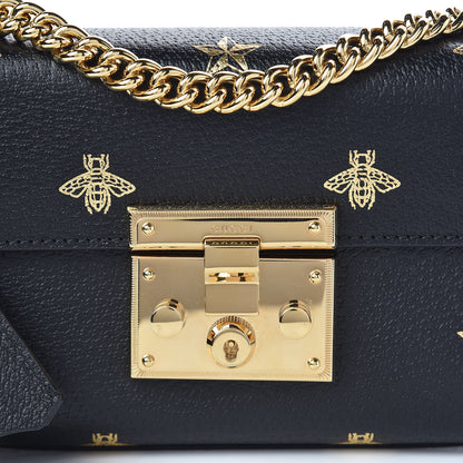 Gucci Grained Calfskin Bee Star Small Padlock Shoulder Bag Black 11 of 11