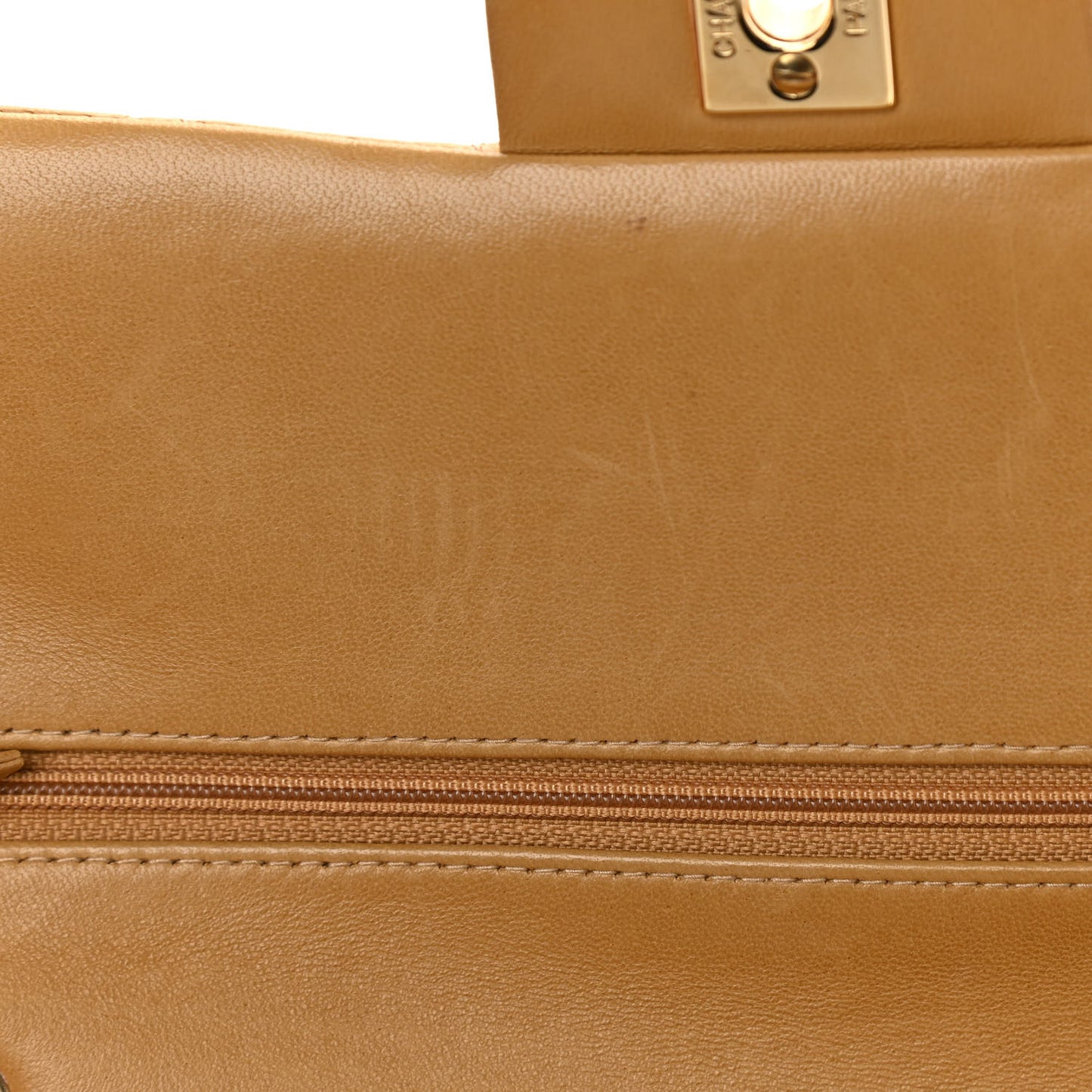 Lambskin Quilted Medium Double Flap Beige