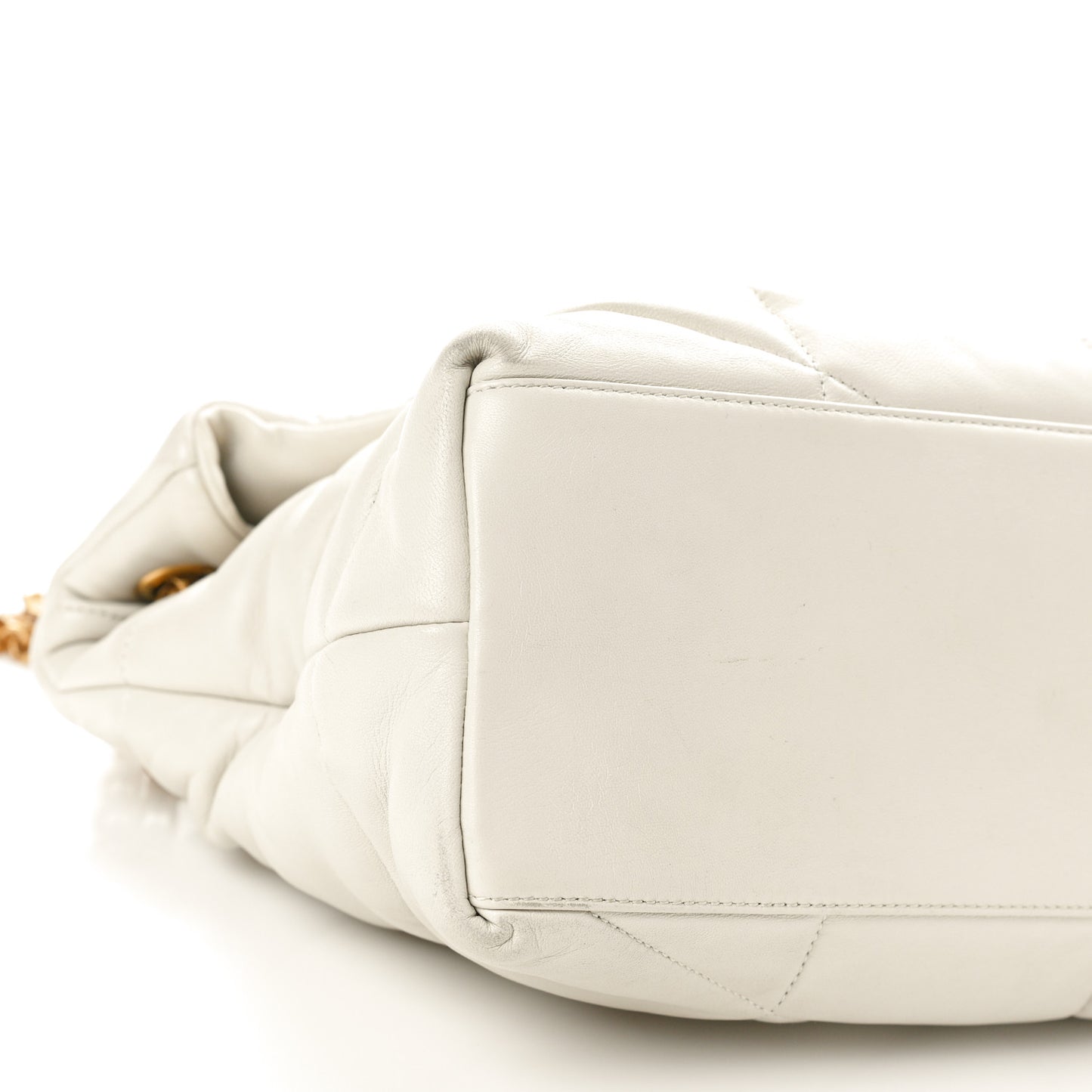 Lambskin Quilted Medium Loulou Puffer Monogram Chain Satchel Crema Soft