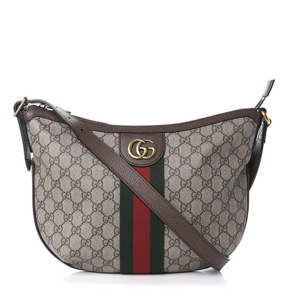 Gucci GG Supreme Monogram Web Small Ophidia Half Moon Hobo Brown 1 of 10