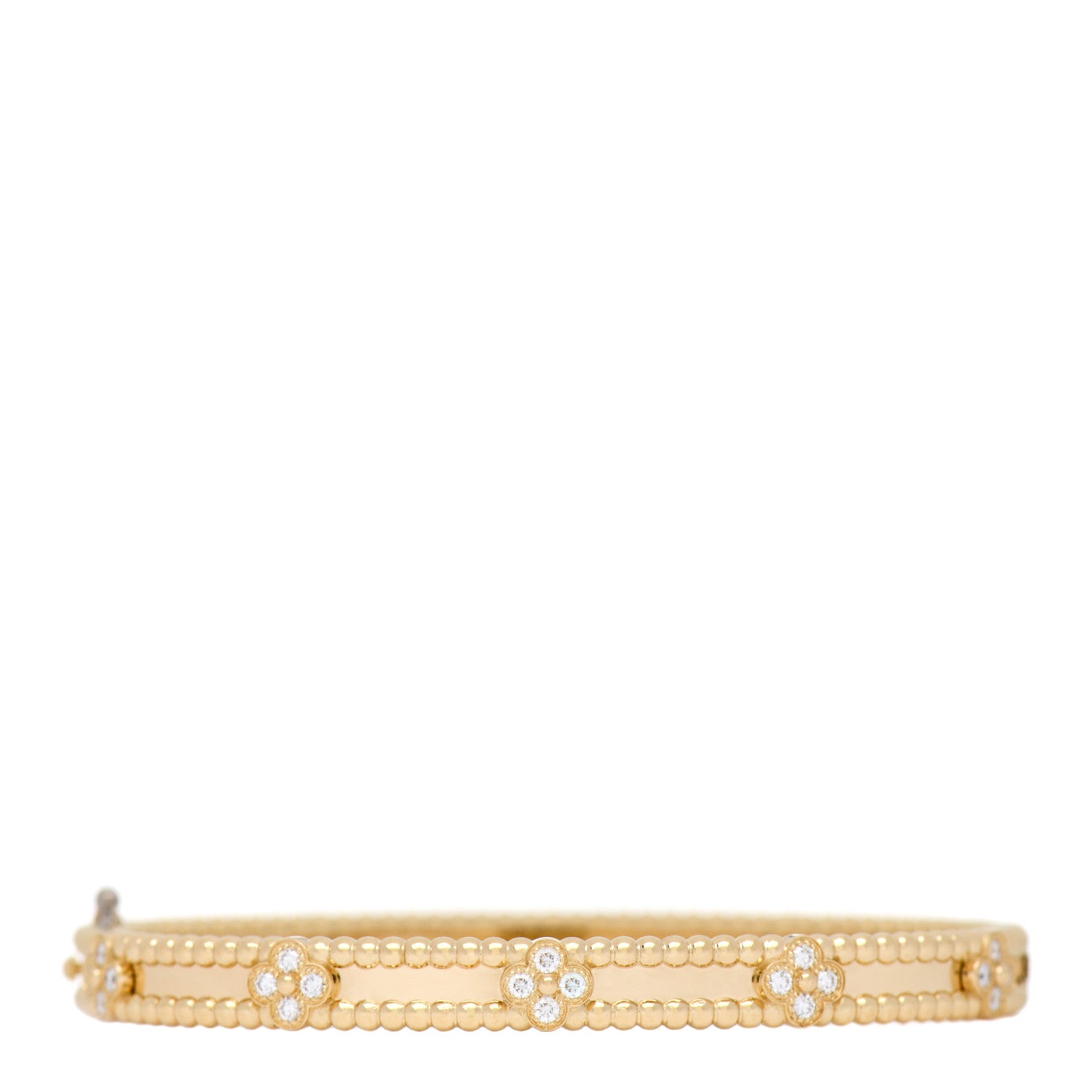 Van Cleef & Arpels 18K Yellow Gold Diamond Perlee Sweet Clovers Bracelet M 1 of 4