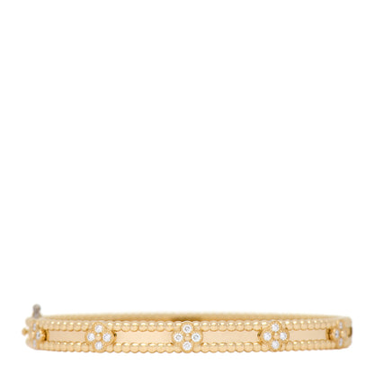 Van Cleef & Arpels 18K Yellow Gold Diamond Perlee Sweet Clovers Bracelet M 1 of 4