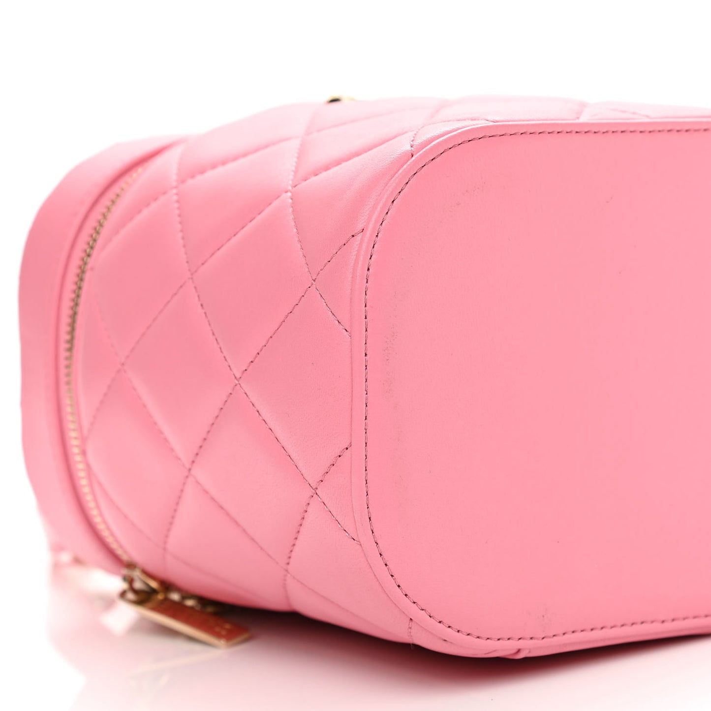 Lambskin Quilted Trendy Vanity Case Pink