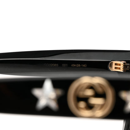 Gucci Acetate Crystal Star Round Frame Sunglasses GG0208S Black 6 of 8