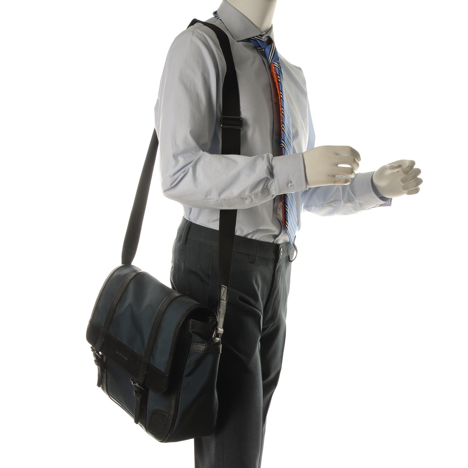 Burberry Calfskin Nylon Messenger Ink Blue 2 of 8