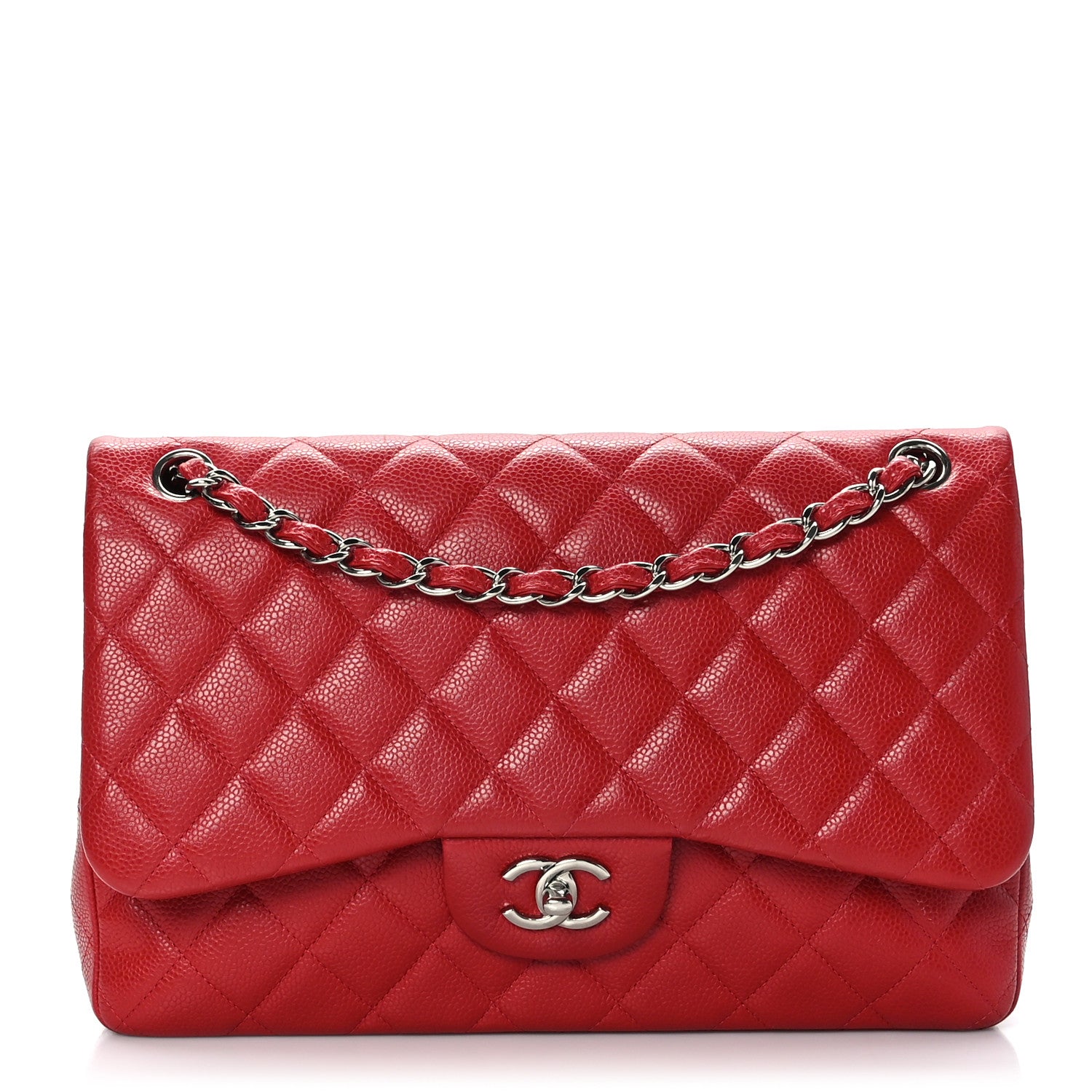 Chanel Caviar Quilted Jumbo Double Flap Red 1 of 9