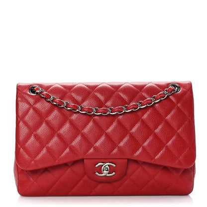 Chanel Caviar Quilted Jumbo Double Flap Red 1 of 9