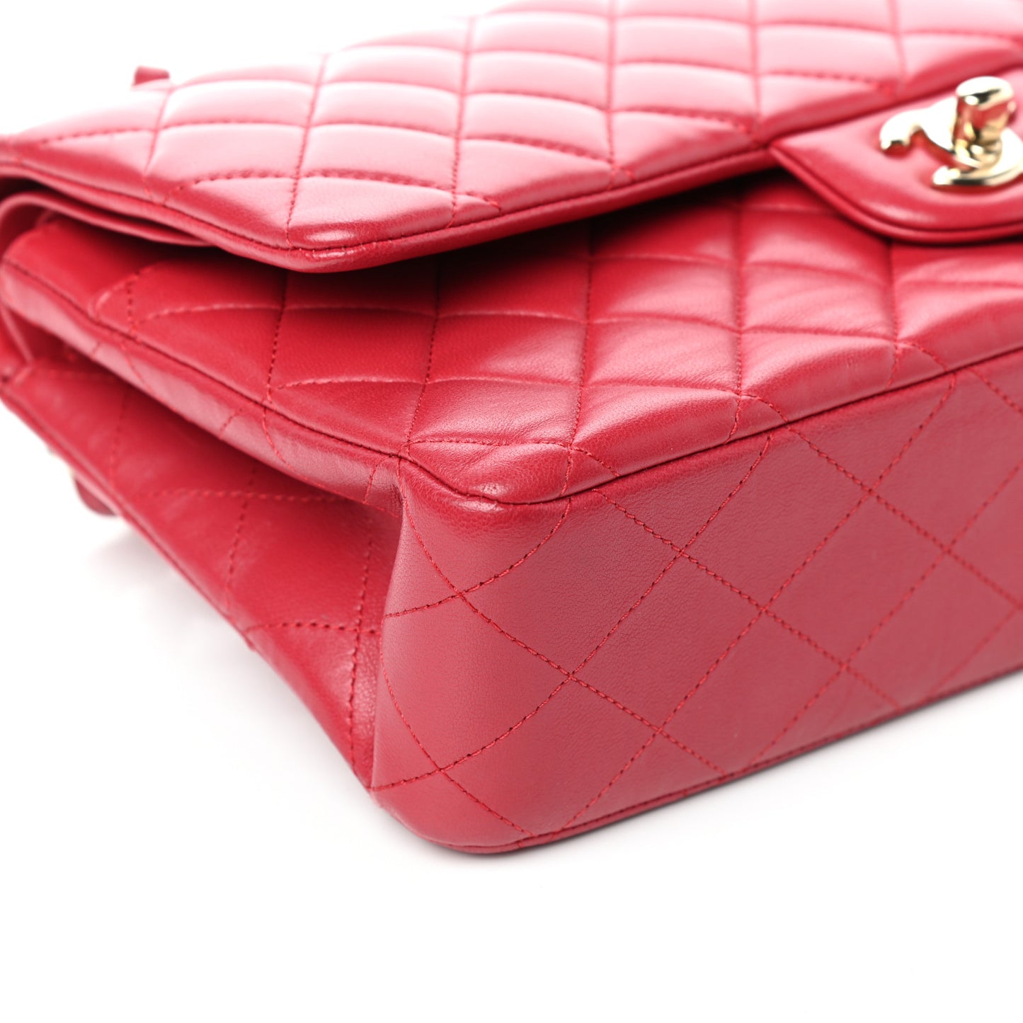 Lambskin Quilted Medium Double Flap Dark Pink