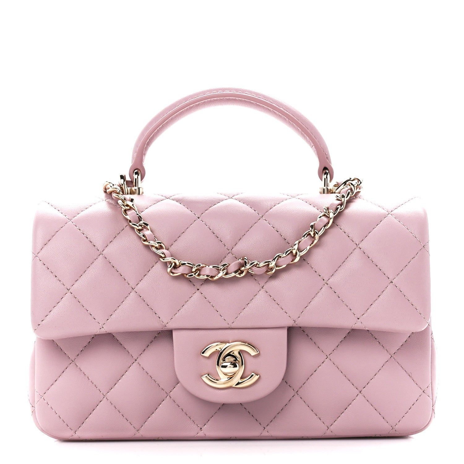 Chanel Lambskin Quilted Mini Top Handle Rectangular Flap Light Pink 1 of 11