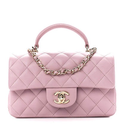 Chanel Lambskin Quilted Mini Top Handle Rectangular Flap Light Pink 1 of 11