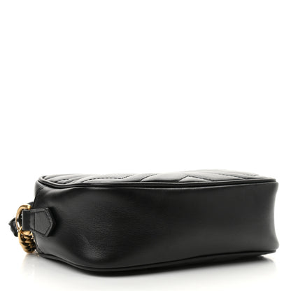 Gucci Calfskin Matelasse Mini GG Marmont Chain Shoulder Bag Black 4 of 15