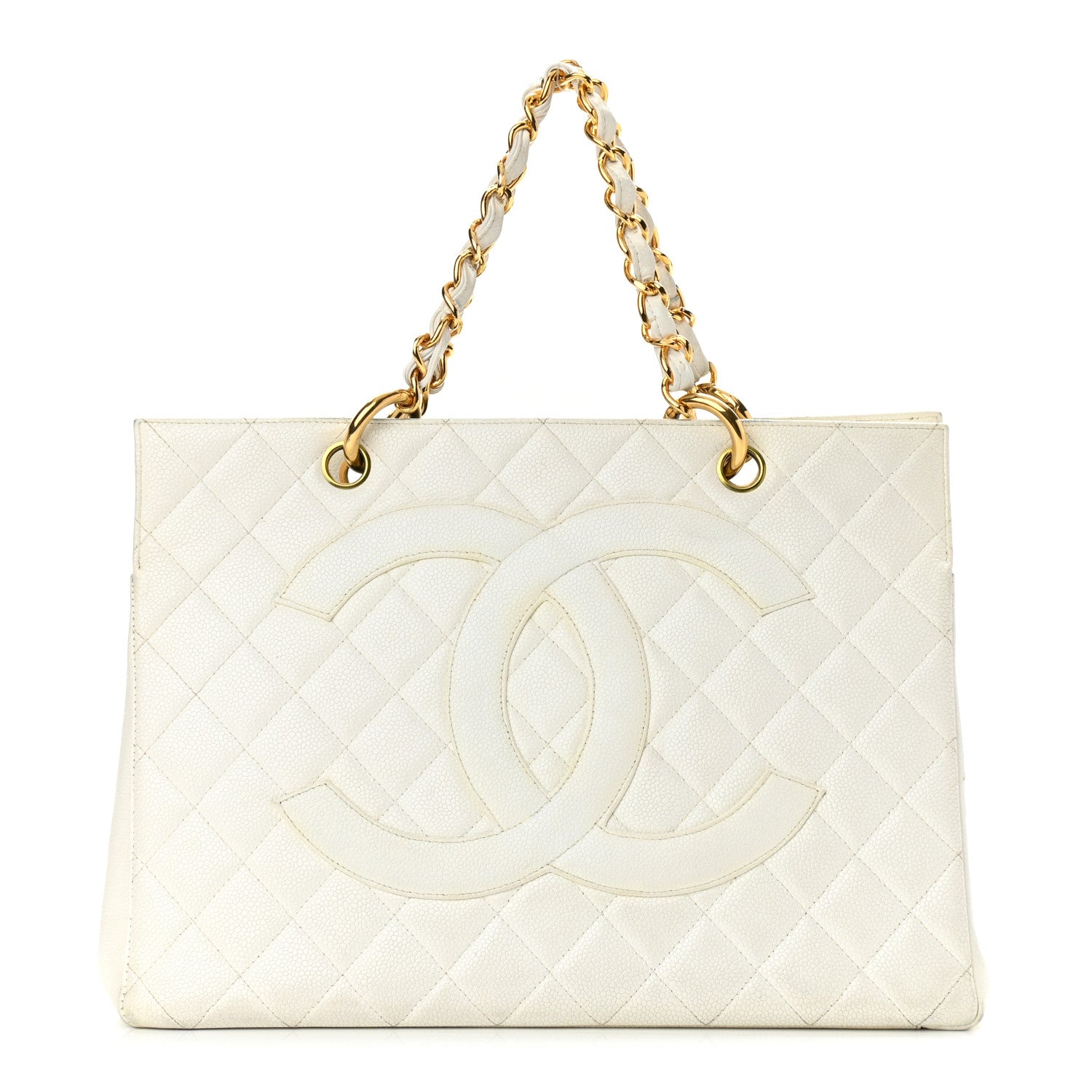 Chanel Caviar Quilted CC Tote White 1 of 17