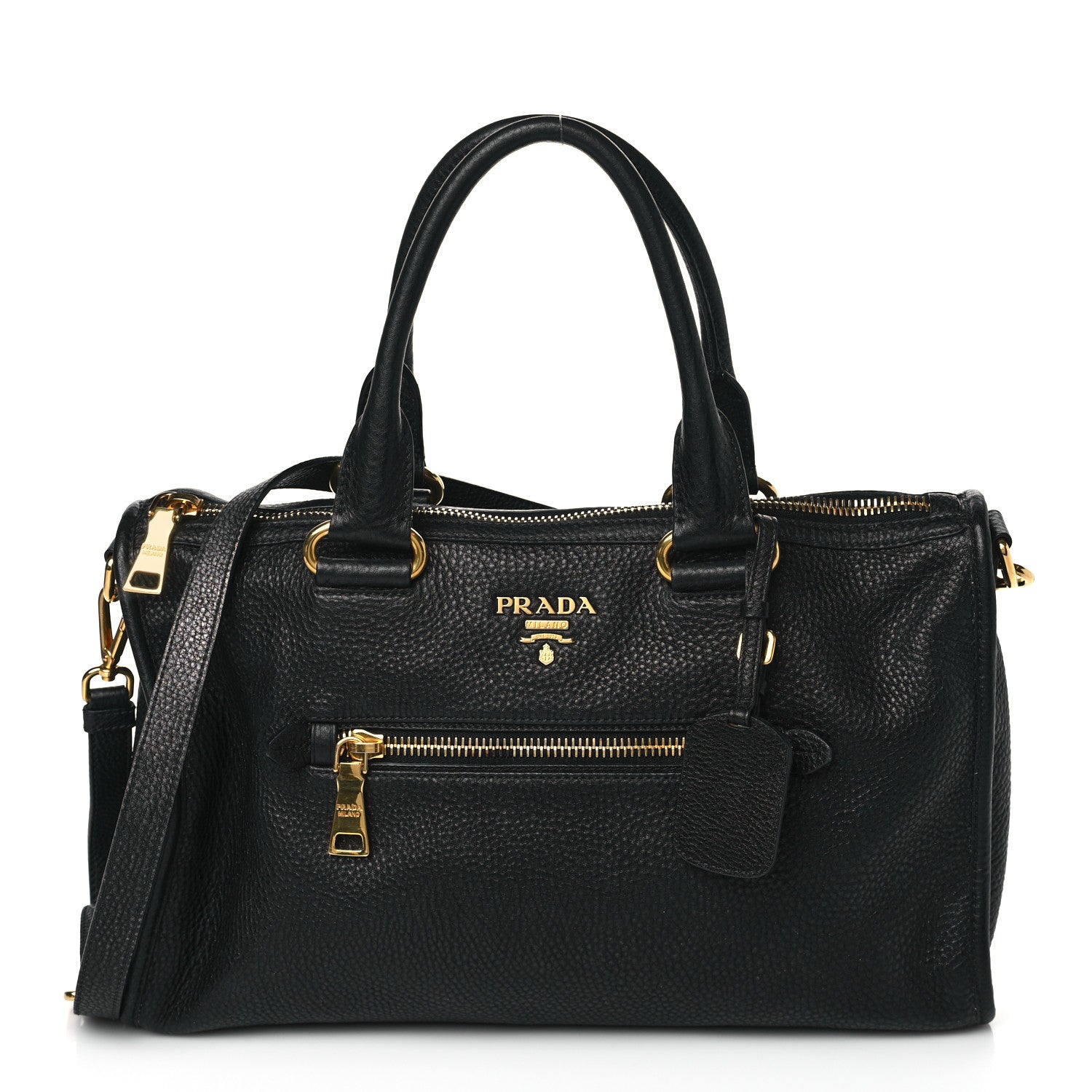 Prada Vitello Daino Shopping Satchel Black 1 of 8