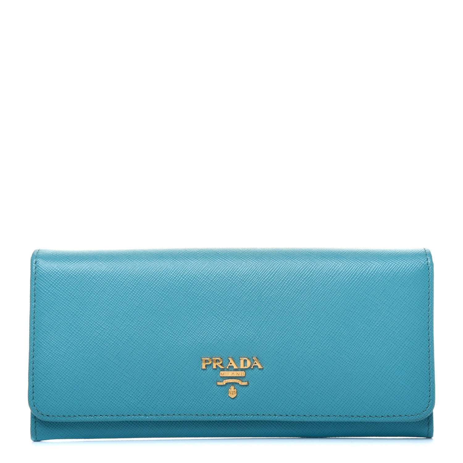 Prada Saffiano Metal Continental Flap Wallet Turchese 1 of 15