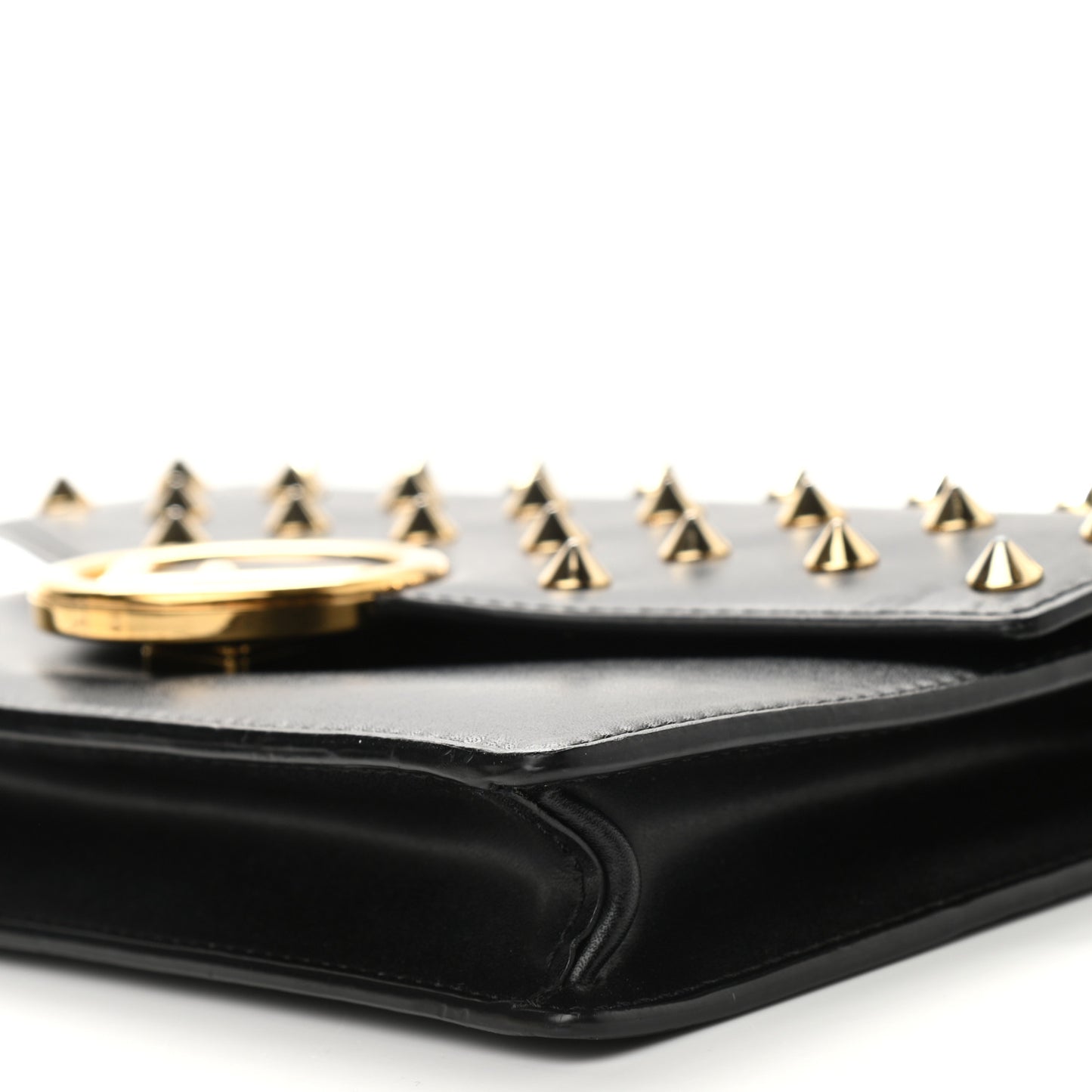 Vitello Liberty F is Fendi Studded Medium Envelope Wallet on Chain Black