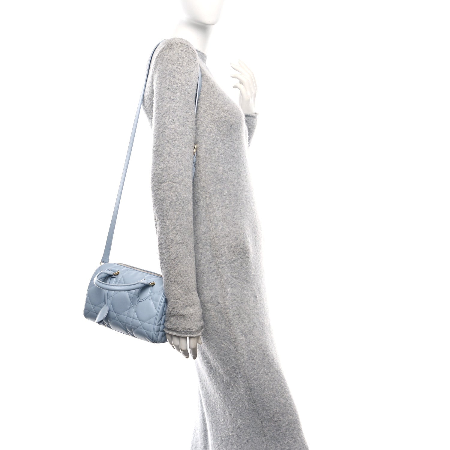 Christian Dior Calfskin Macrocannage Groove 20 Bag Pale Blue