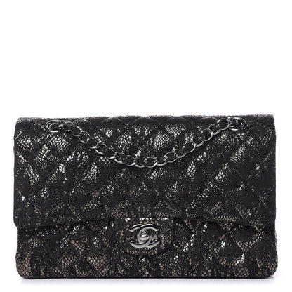 Chanel Lace Metallic Goatskin Medium Double Flap Black Silver 1 of 13