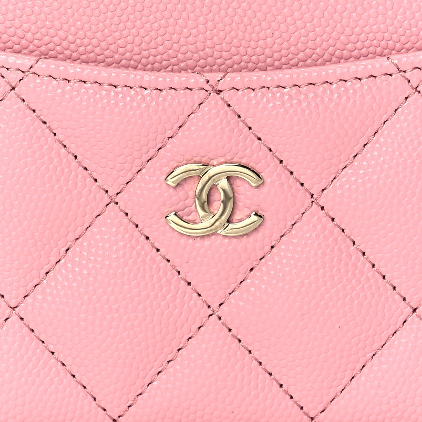 Caviar Quilted Card Holder Pink
