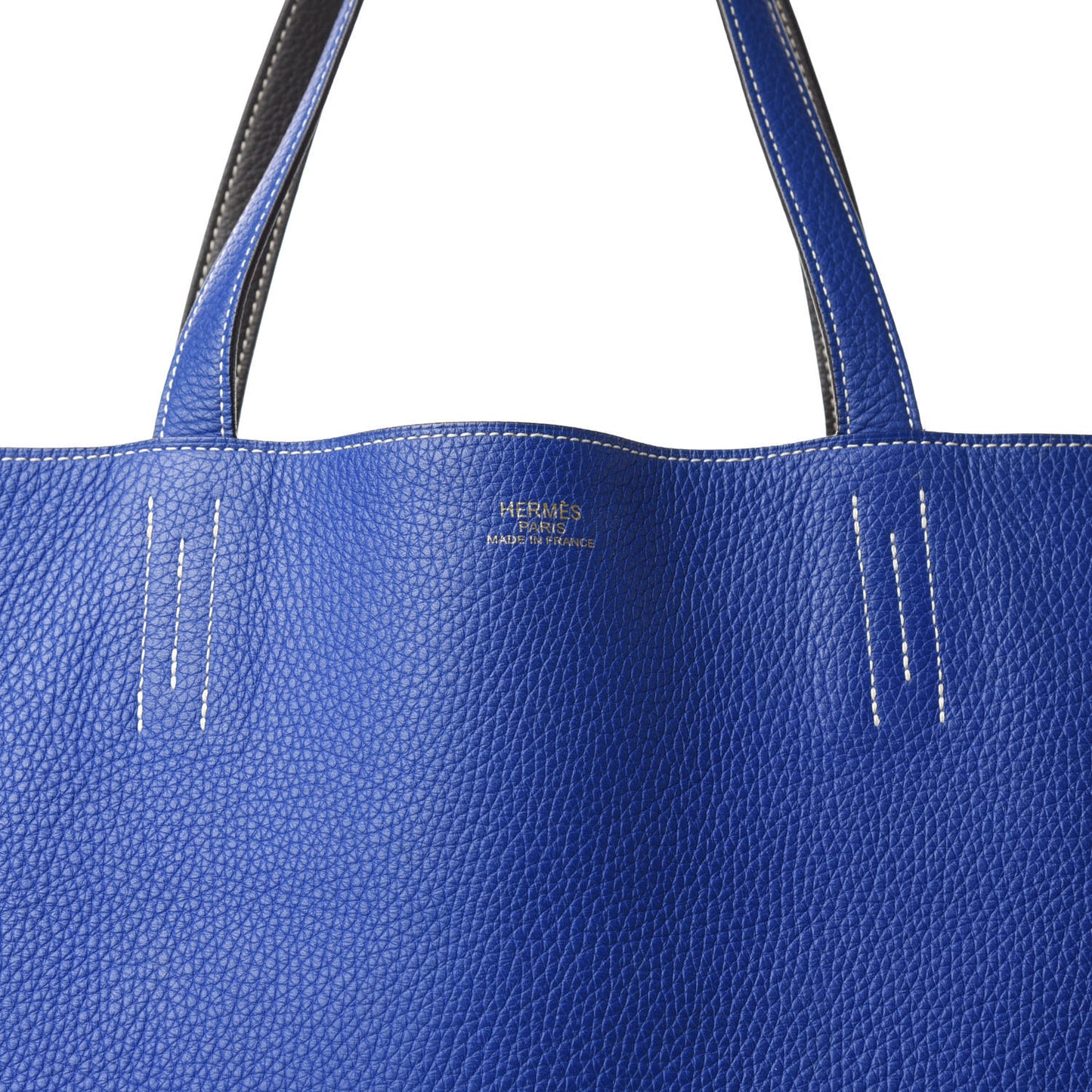 Taurillon Clemence Double Sens 36 Reversible Tote Graphite Bleu Electrique