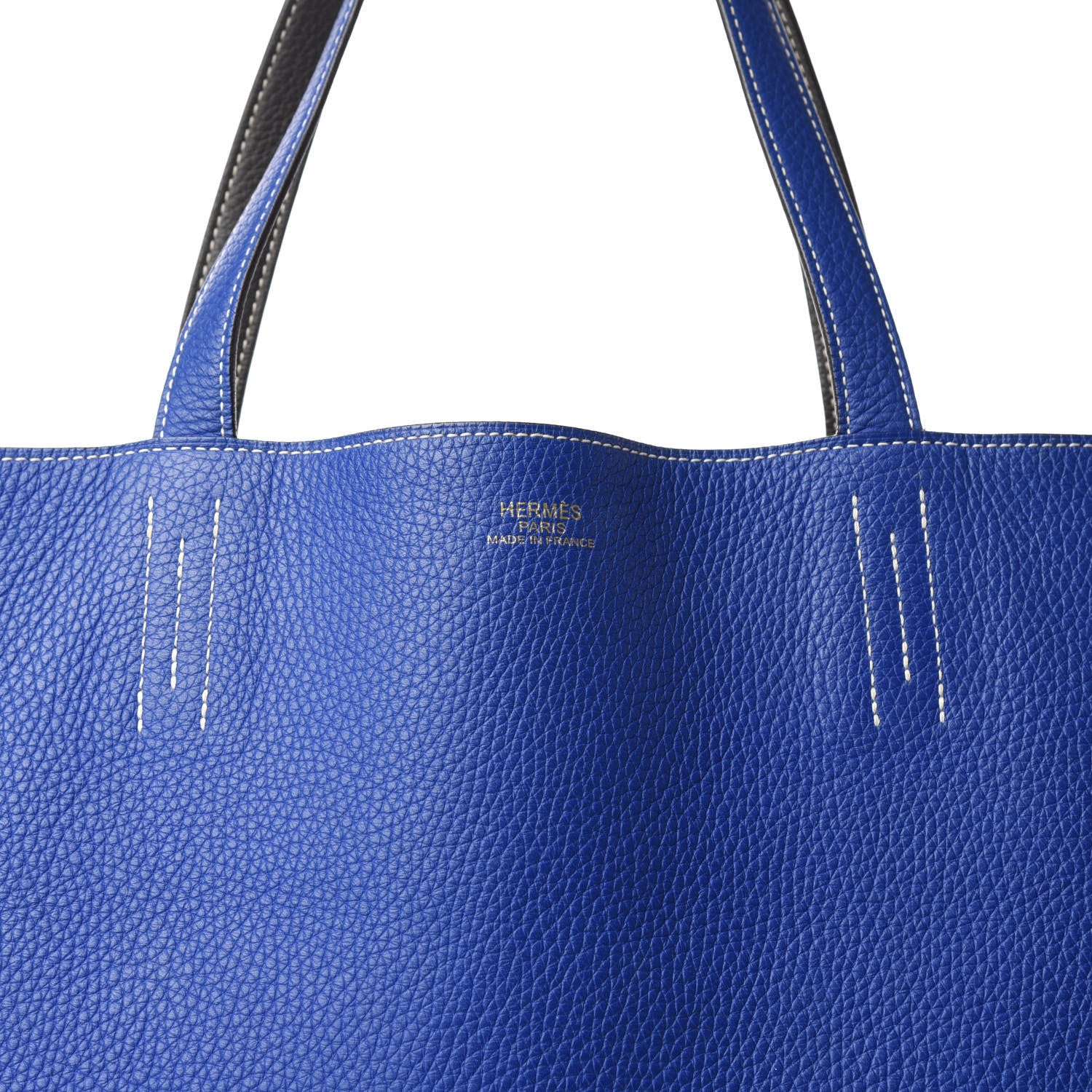 Hermes Taurillon Clemence Double Sens 36 Reversible Tote Graphite Bleu Electrique 8 of 15