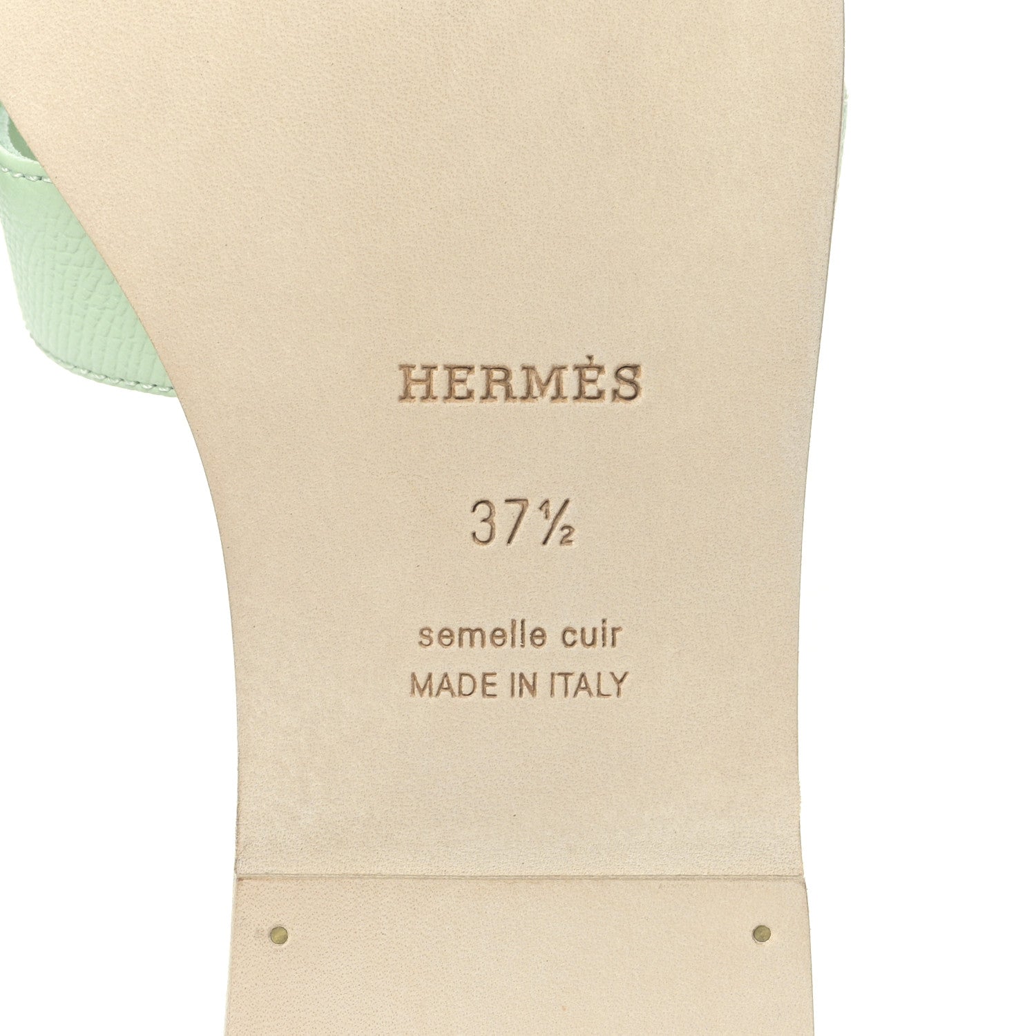 Hermes Epsom Oran Sandals 37.5 Vert Jade 6 of 8