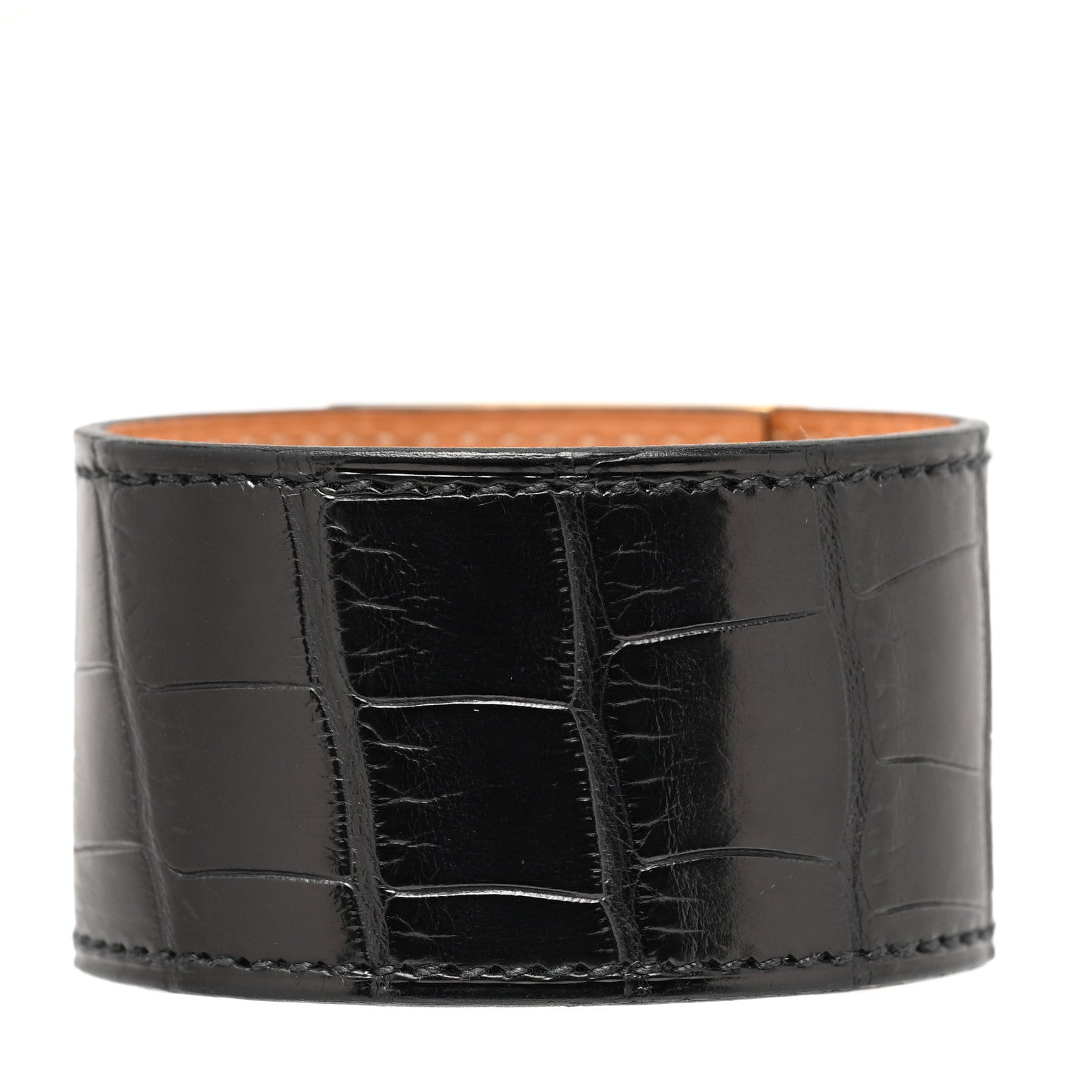 Hermes Shiny Alligator Kelly Dog Cuff T1 Black 3 of 5
