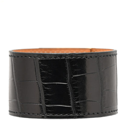 Hermes Shiny Alligator Kelly Dog Cuff T1 Black 3 of 5