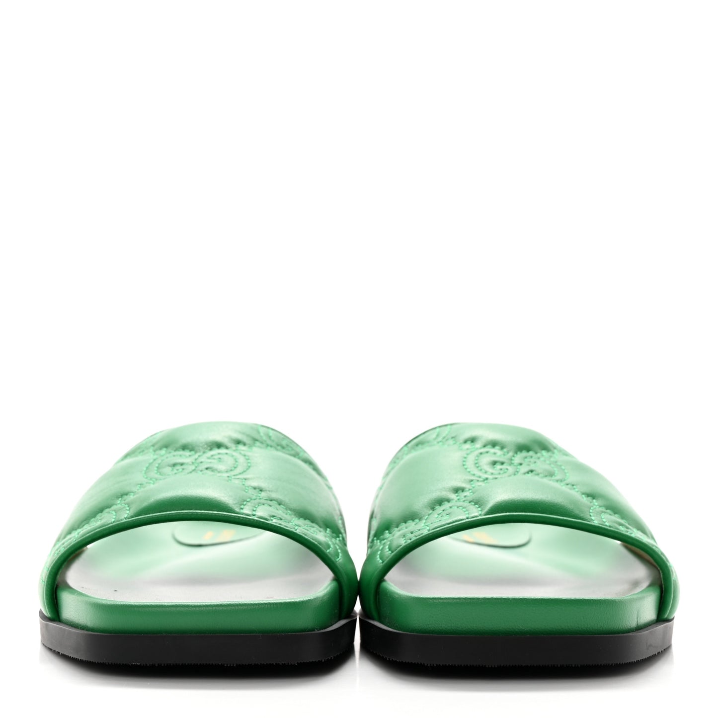 Nappa GG Matelasse Flat Slide Sandals 37 New Shamarock