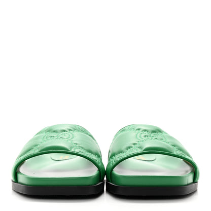 Gucci Nappa GG Matelasse Flat Slide Sandals 37 New Shamarock 2 of 12