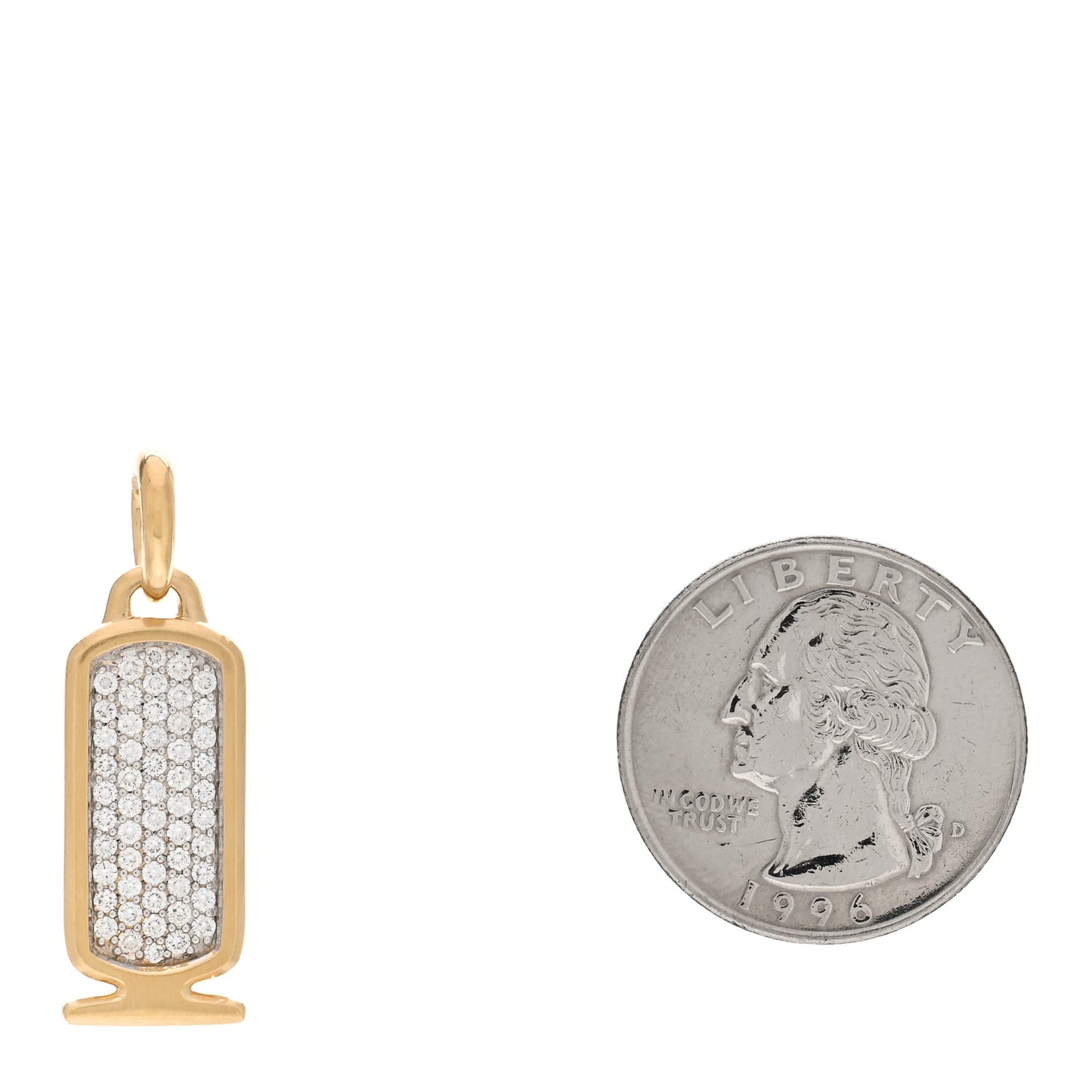 18K Yellow Gold Diamond Cairo Cartouche Amulet Pendant