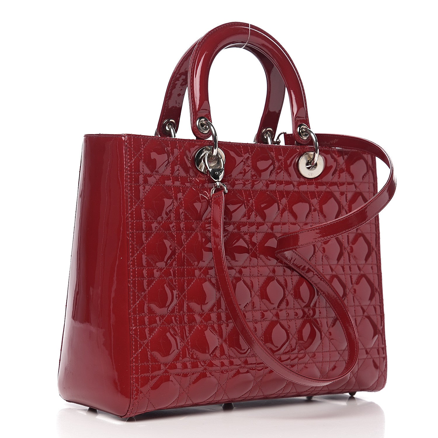 Christian Dior Patent Cannage Large Lady Dior Red 2 of 9