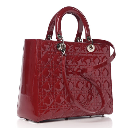 Christian Dior Patent Cannage Large Lady Dior Red 2 of 9