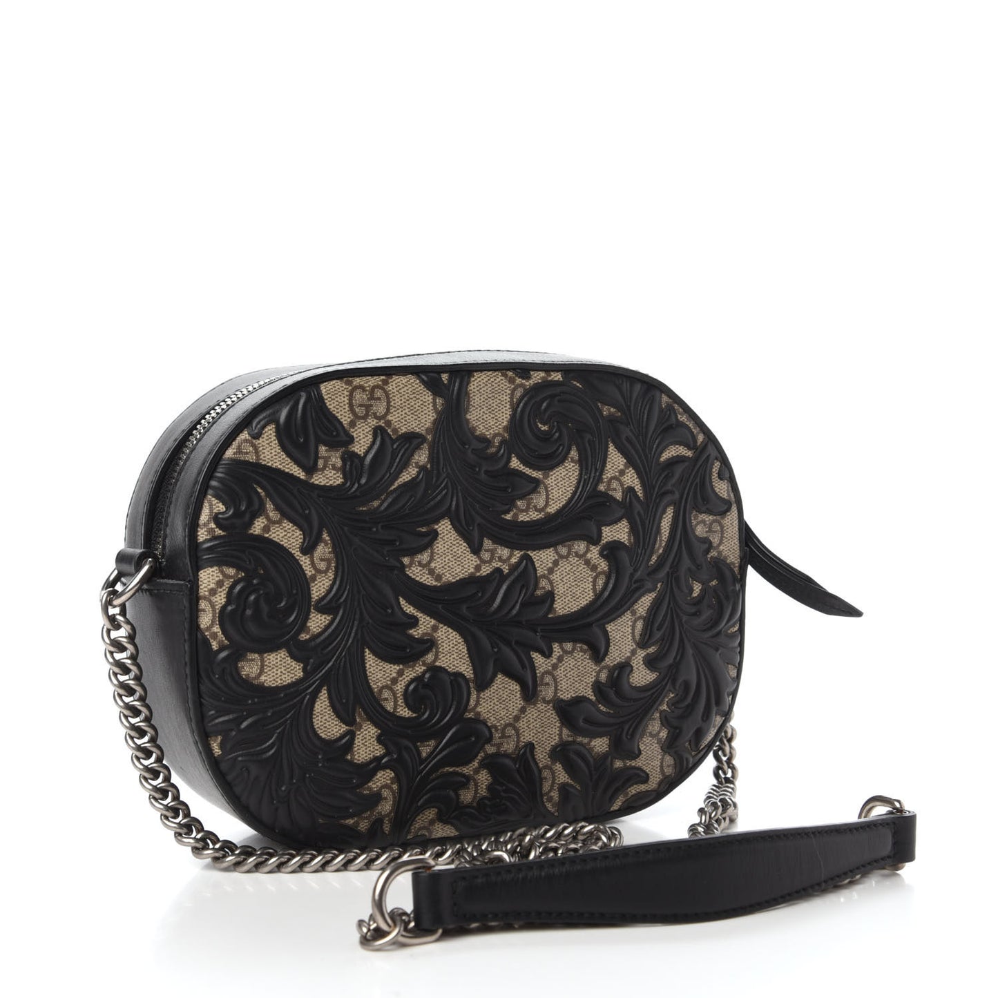GG Supreme Monogram Arabesque Mini Chain Shoulder Bag Beige Black