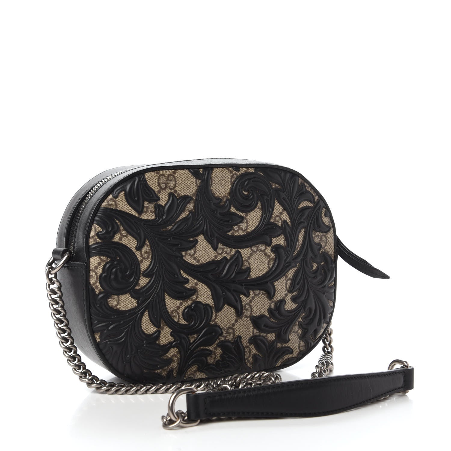 Gucci GG Supreme Monogram Arabesque Mini Chain Shoulder Bag Beige Black 3 of 10