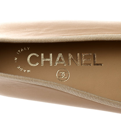 Chanel Lambskin Cap Toe CC Ballerina Flats 36 Beige Black 7 of 9