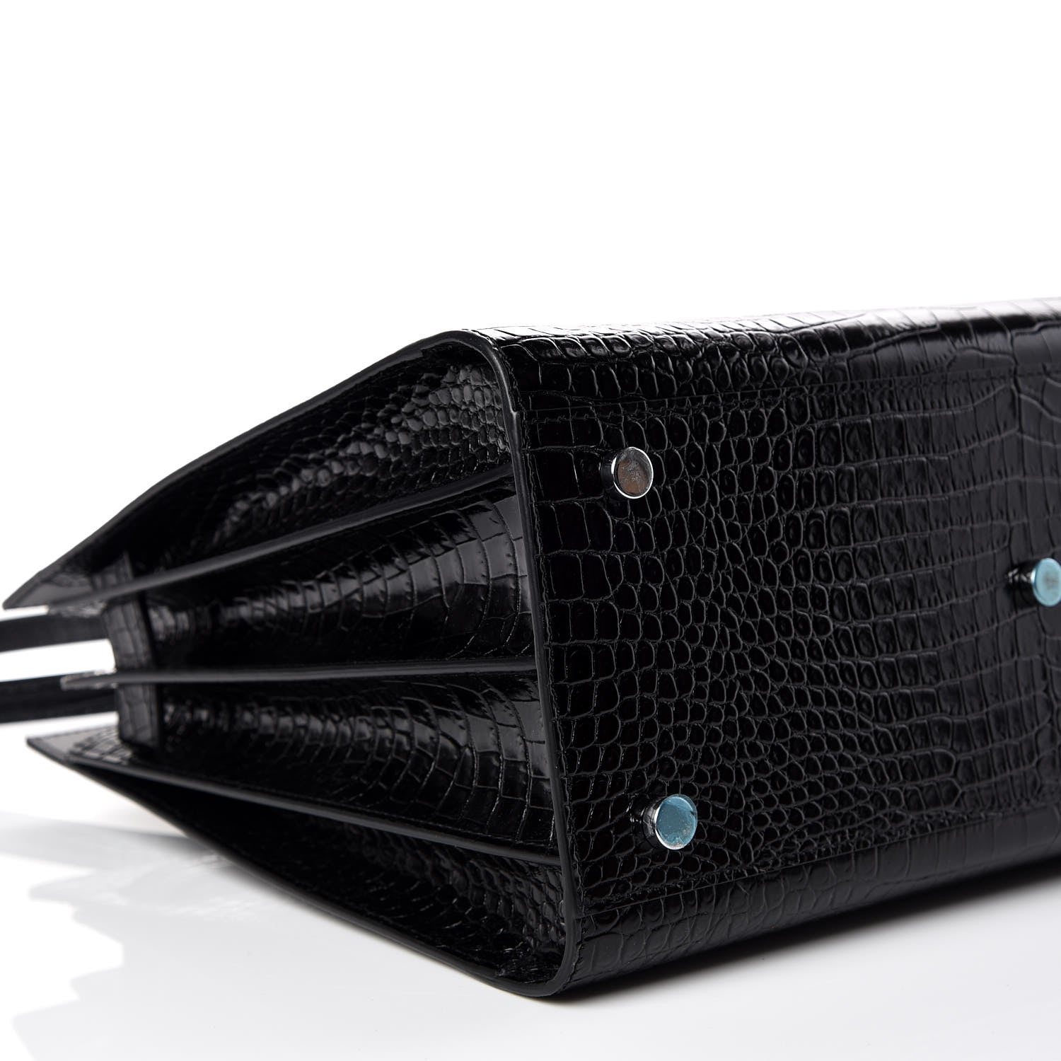 Saint Laurent Calfskin Crocodile Embossed Small Sac de Jour Black 6 of 11