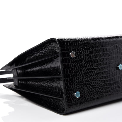 Saint Laurent Calfskin Crocodile Embossed Small Sac de Jour Black 6 of 11