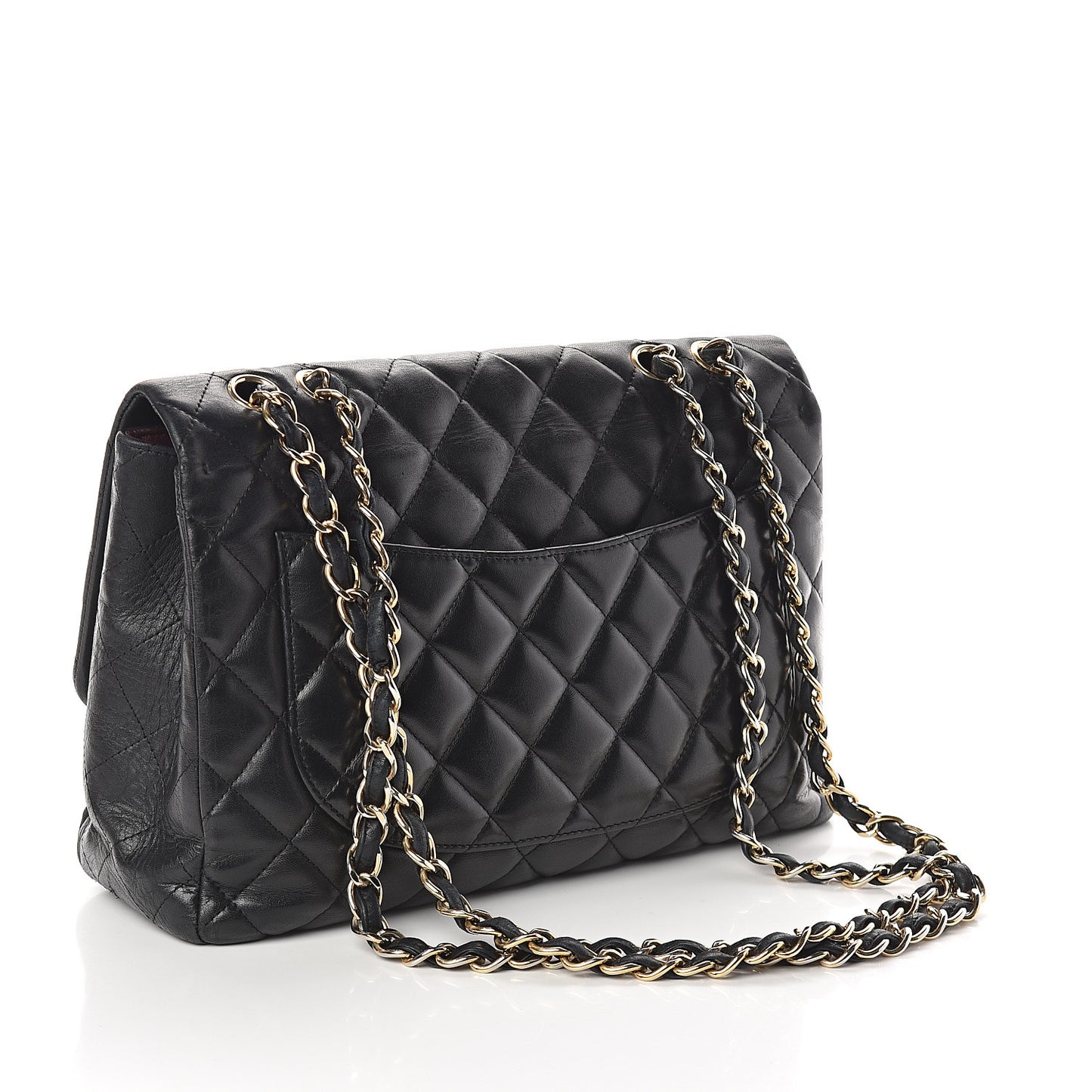 Lambskin Quilted Jumbo Single Flap Black