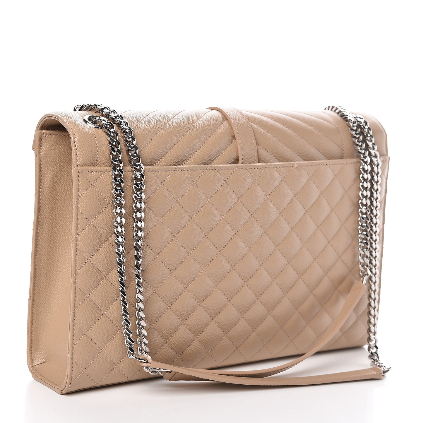 Grain De Poudre Mixed Matelasse Large Triquilt Monogram Satchel Nude Powder