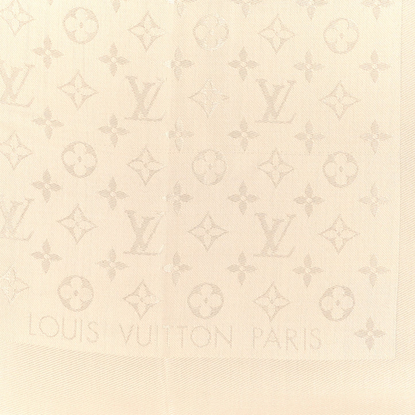 Silk Wool Monogram Shine Shawl White