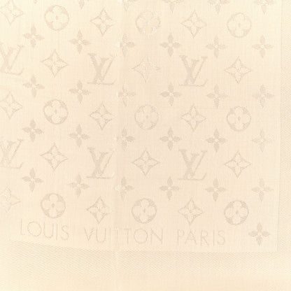 Louis Vuitton Silk Wool Monogram Shine Shawl White 2 of 3