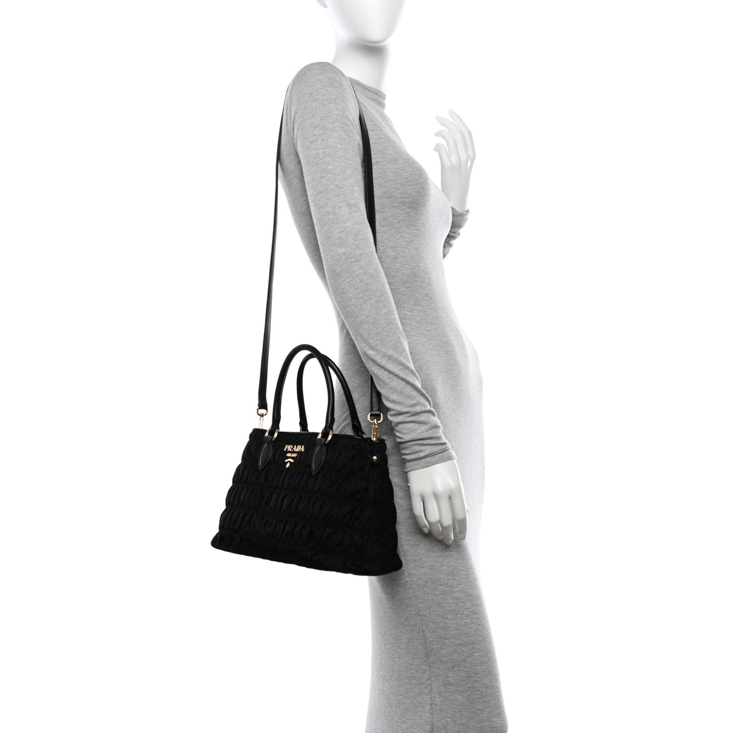 Tessuto Nylon Gaufre Small Tote Black