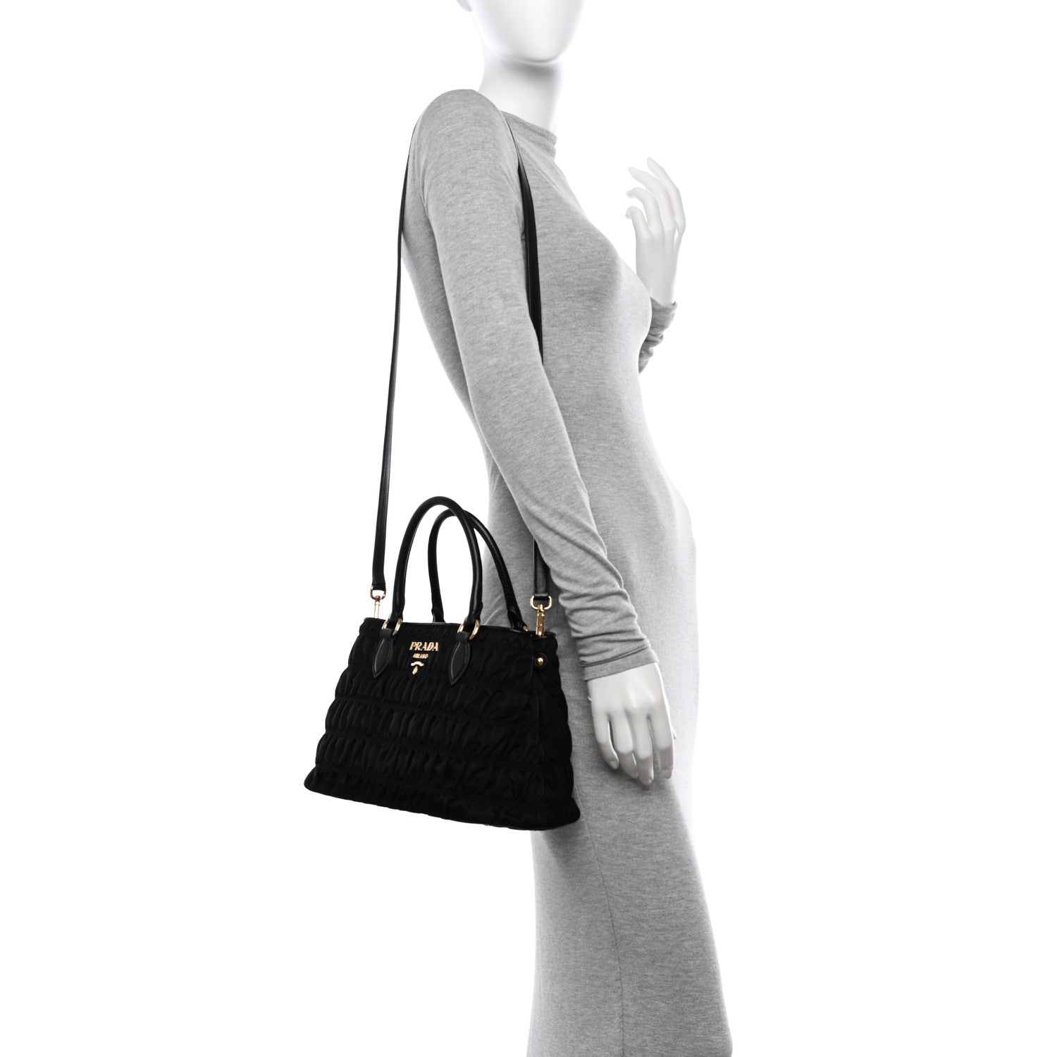 Prada Tessuto Nylon Gaufre Small Tote Black 2 of 10